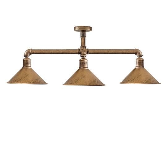 Ceiling Light Retro Vintage Industrial Flush Mount Brushed Copper Pipe - l'Ame du temps