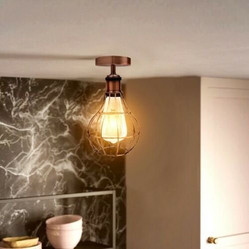 Vintage Retro Industrial Ceiling Light Shade Flush Mount Ceiling Lamp - l'Ame du temps