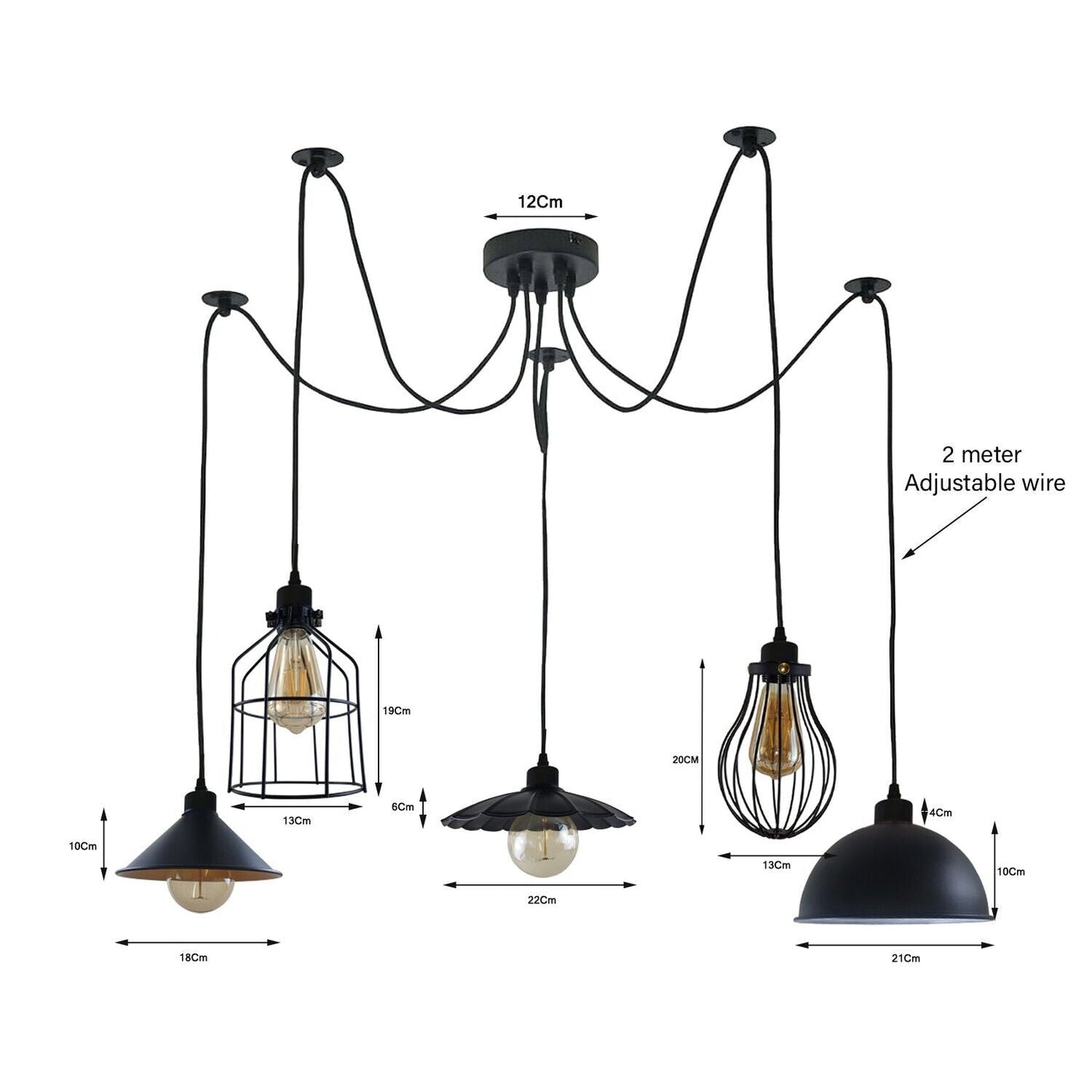 5Way Vintage Industrial Ceiling Lamp Shade Chandelier Retro Spider - l'Ame du temps