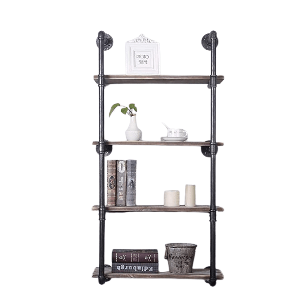 Etagère Murale Industrielle 4 Niveaux en bois et métal - Design rétro Vintage - l'Ame du temps