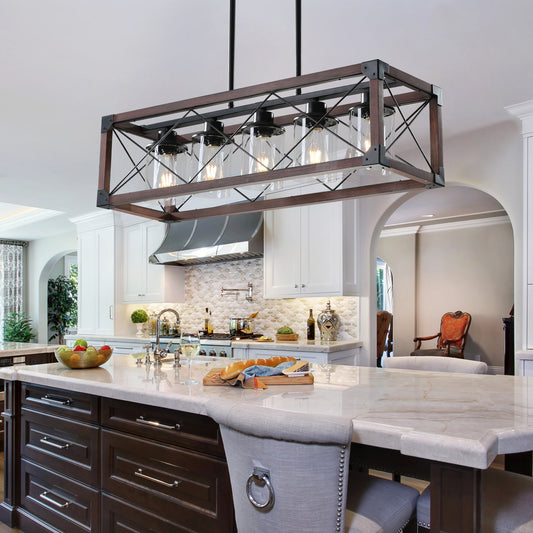 5-Light Retro Farmhouse Chandelier For Kitchen, Living room, Dining - l'Ame du temps