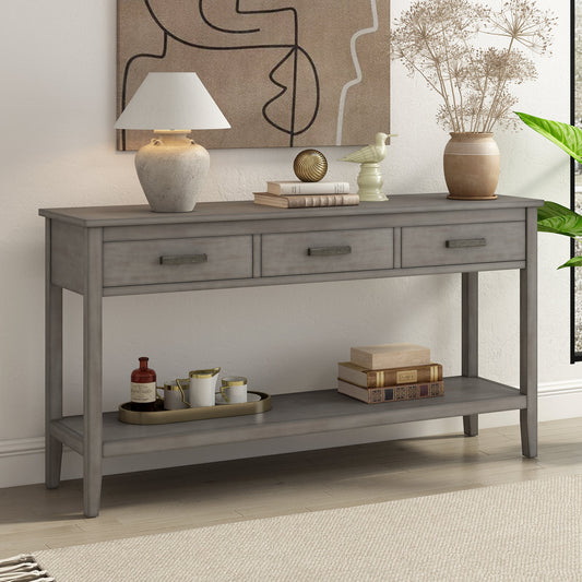 Contemporary 3-Drawer Console Table with 1 Shelf, Entrance Table for - l'Ame du temps