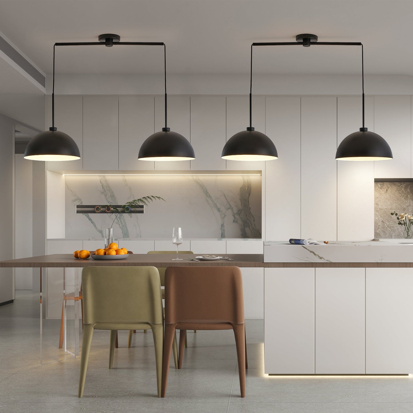 Industrial Modern Black Double Pendant Light – Adjustable Ceiling - l'Ame du temps