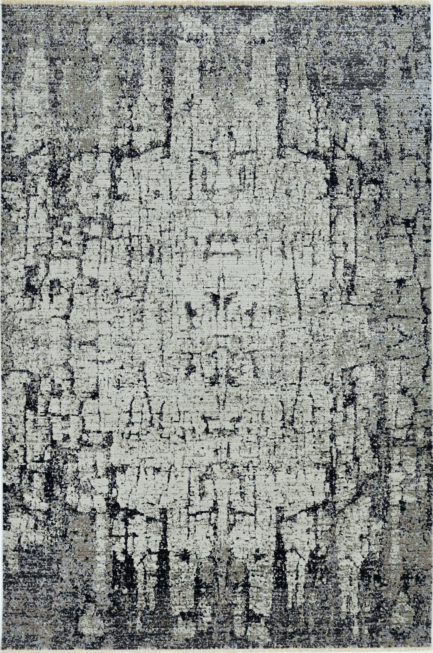 4inchesx6inches Ivory Grey Machine Woven Shrank Abstract Industrial - l'Ame du temps