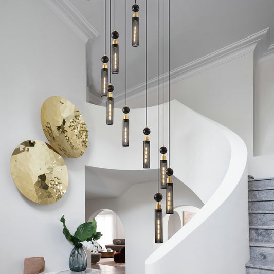 Modern Industrial Multi-Light Pendant Chandelier - 9-Light Black and - l'Ame du temps