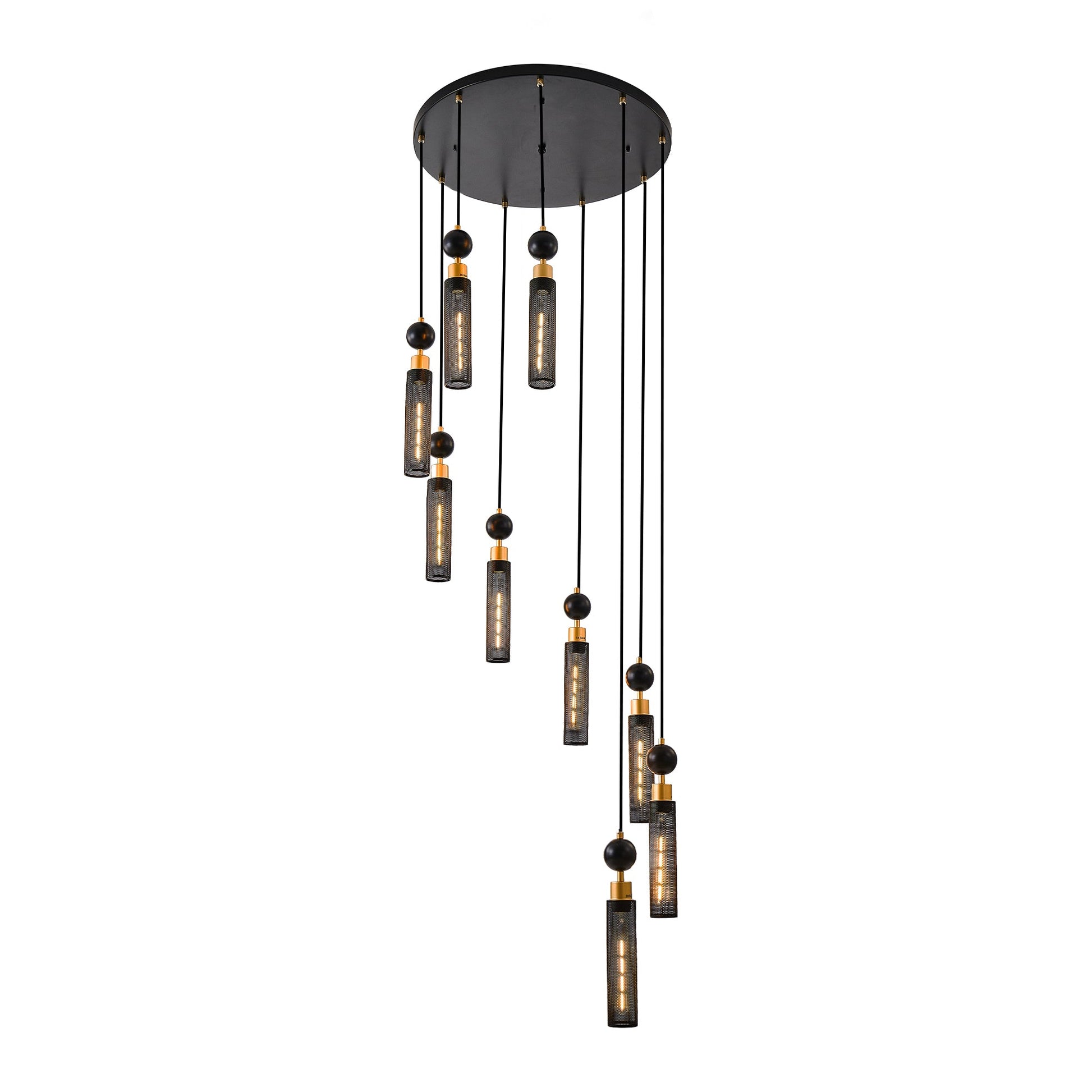 Modern Industrial Multi-Light Pendant Chandelier - 9-Light Black and - l'Ame du temps