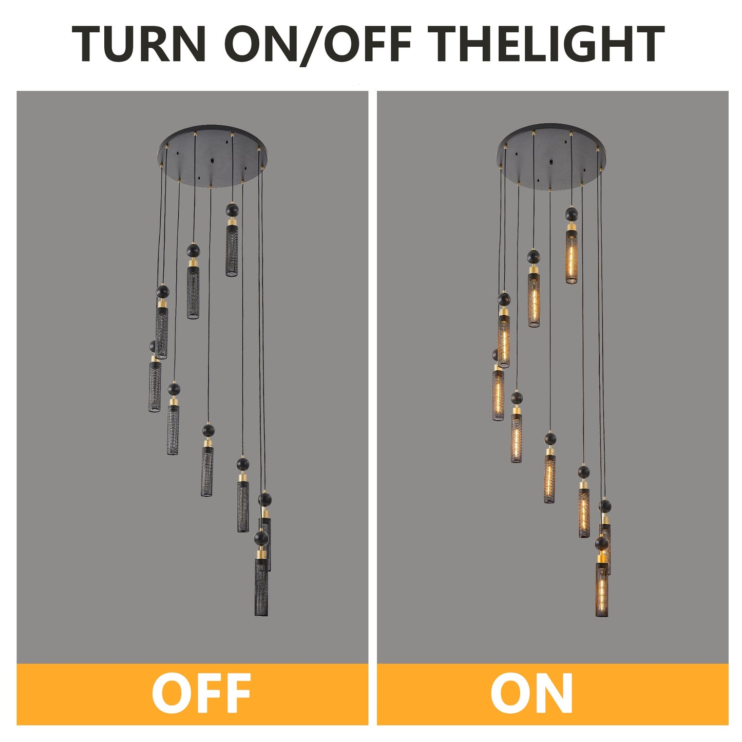 Modern Industrial Multi-Light Pendant Chandelier - 9-Light Black and - l'Ame du temps