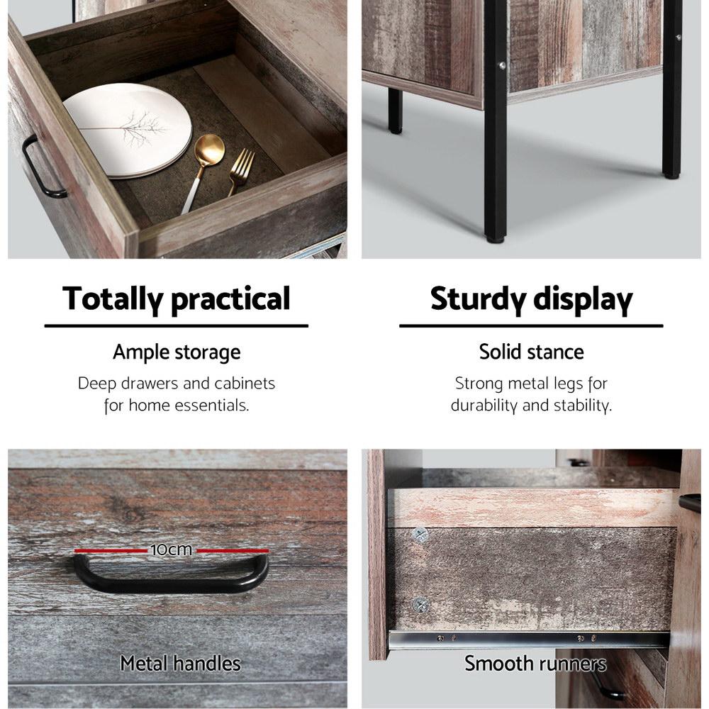 Artiss Buffet Sideboard Storage Cabinet Industrial Rustic Wooden - l'Ame du temps