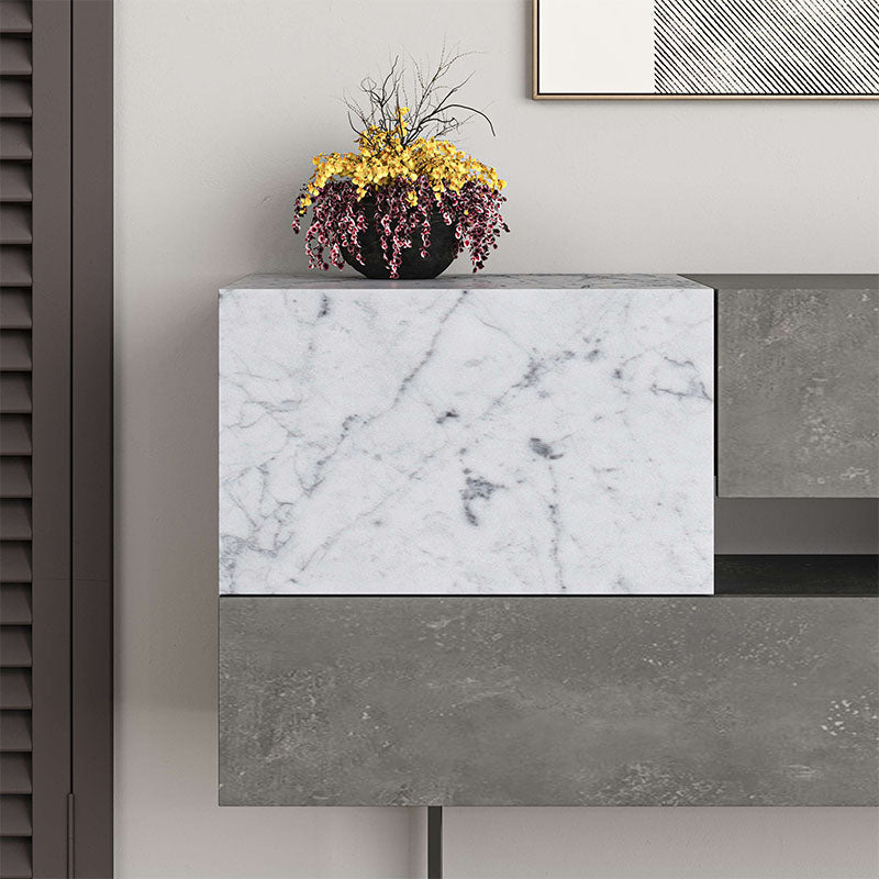 Buffet MIRACLE Retro Grey - White Marble Effect 145x40x82cm - l'Ame du temps