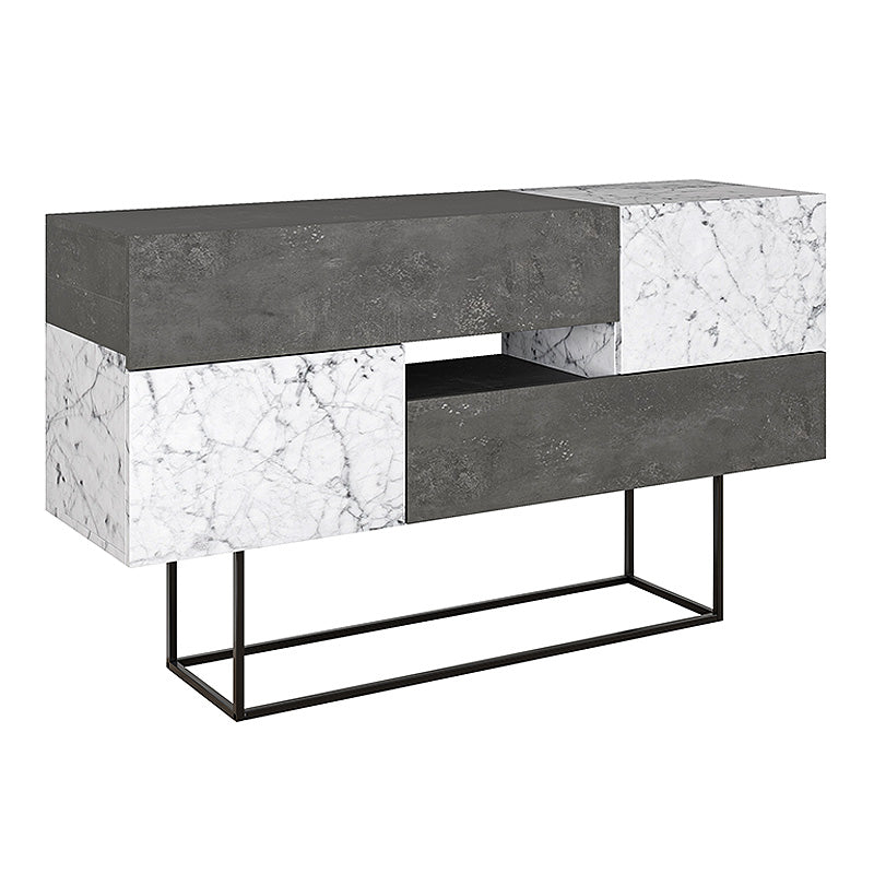 Buffet MIRACLE Retro Grey - White Marble Effect 145x40x82cm - l'Ame du temps