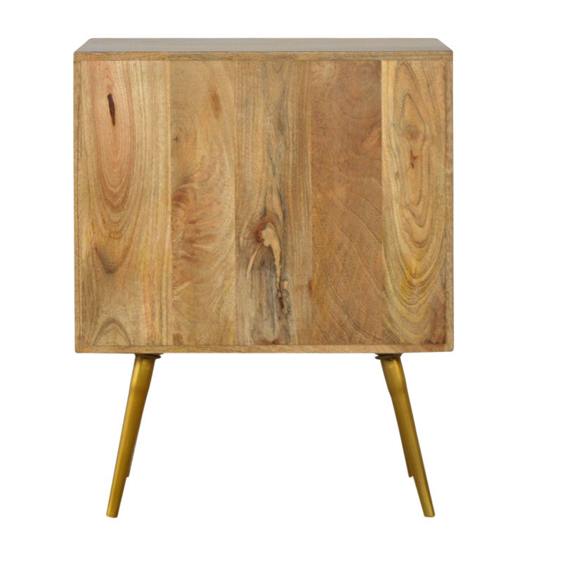 Sleek Cement Brass Inlay Bedside with Open Slot - l'Ame du temps