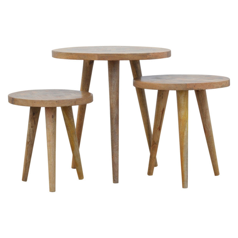 Set of 3 Nesting Tables with Patchwork Patterned Tops - l'Ame du temps