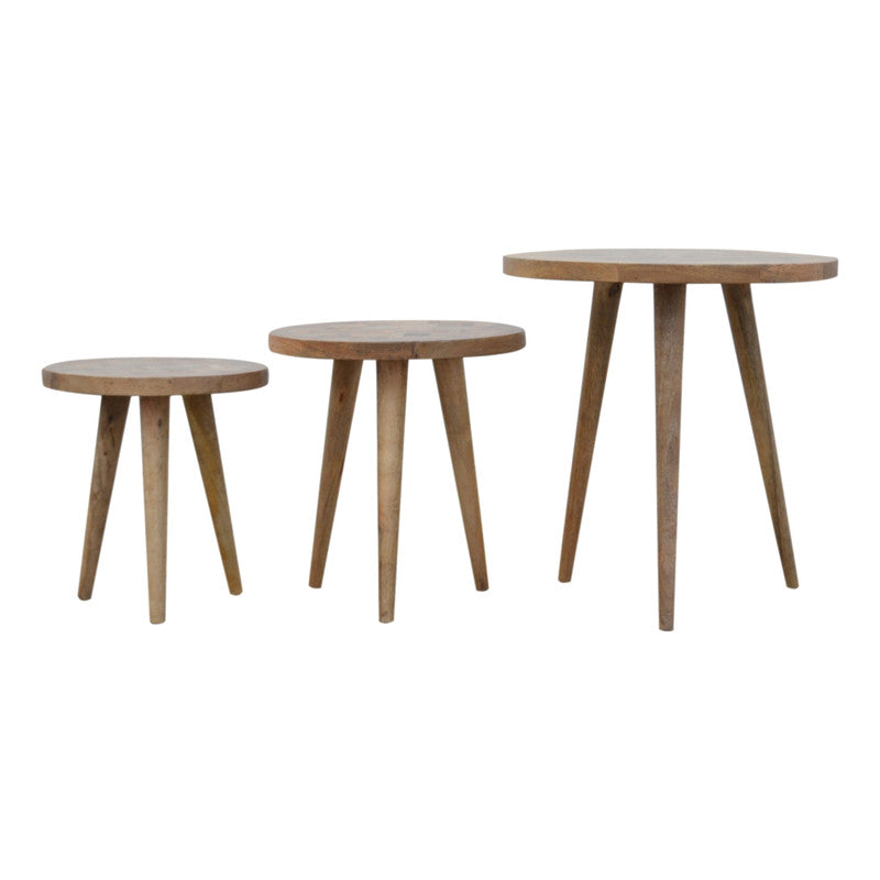 Set of 3 Nesting Tables with Patchwork Patterned Tops - l'Ame du temps