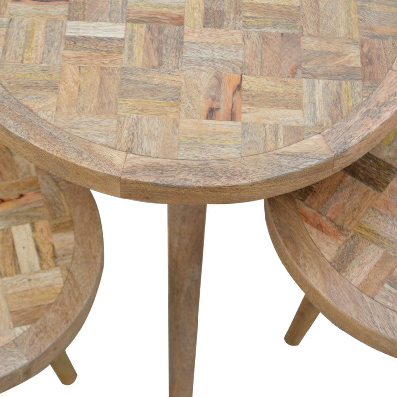 Set of 3 Nesting Tables with Patchwork Patterned Tops - l'Ame du temps