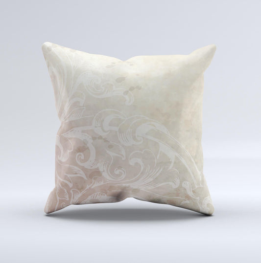 Tan Vintage Subtle Laced Texture  Ink-Fuzed Decorative Throw Pillow - l'Ame du temps