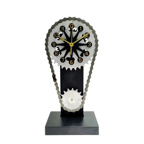 Vintage Chain Rotating Gear Desktop Clock Retro Handicraft Ornament - l'Ame du temps