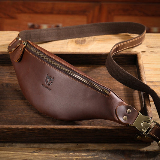 Bull Captain Retro Crazy Horse Leather Men Waist Bag Shoulder Bag - l'Ame du temps