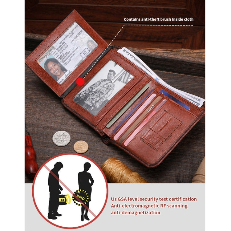 Bull Captain Men Wallet First-layer Cowhide Coin Clip RFID Retro - l'Ame du temps