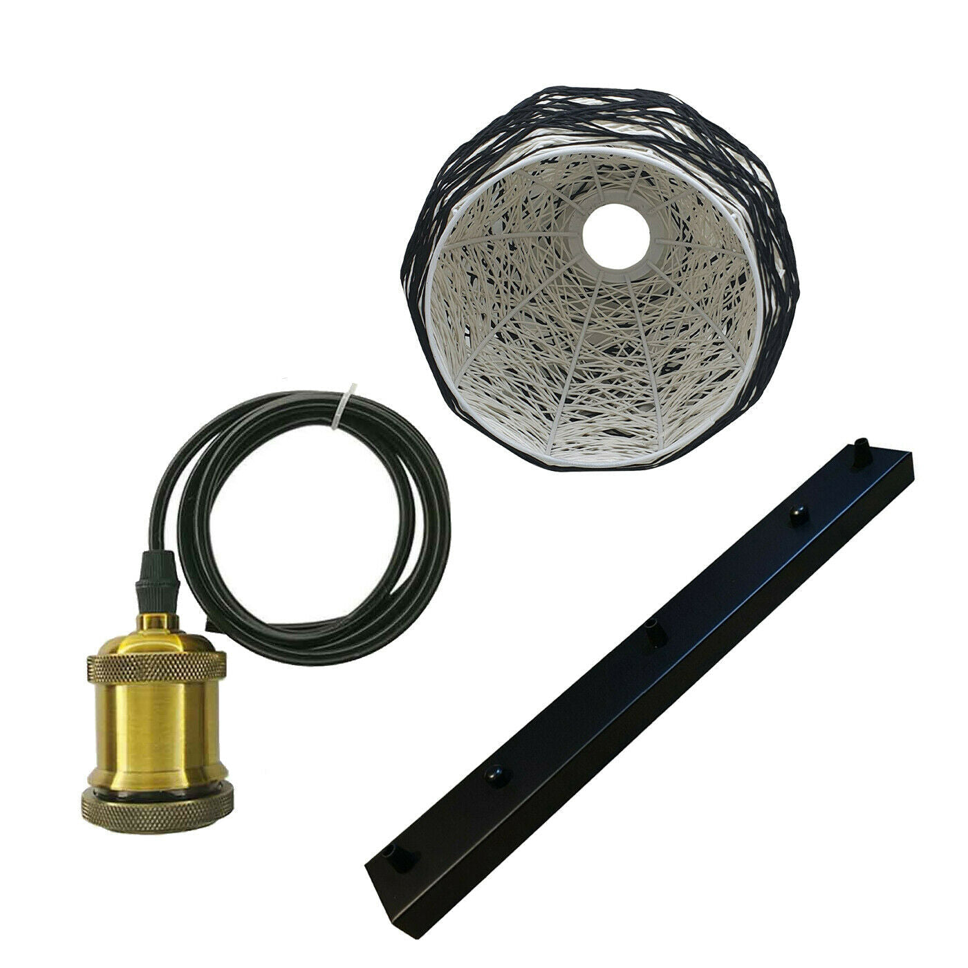 3 Head Wicker Globe Shape Pendant Shade Retro Hanging Ceiling Lame - l'Ame du temps