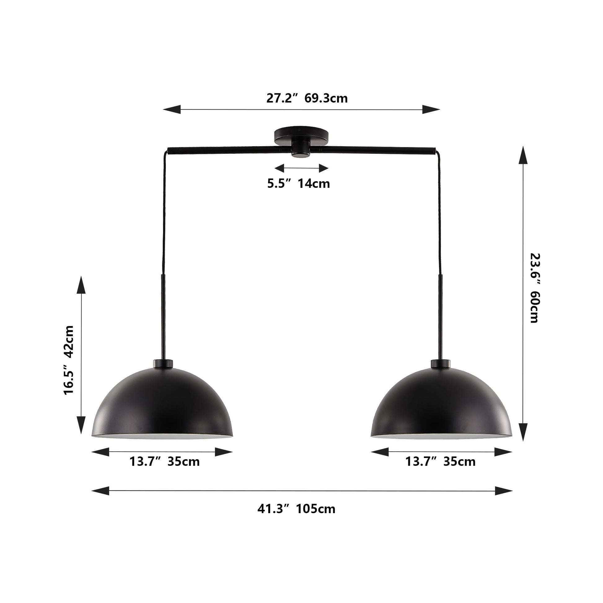 Industrial Modern Black Double Pendant Light – Adjustable Ceiling - l'Ame du temps
