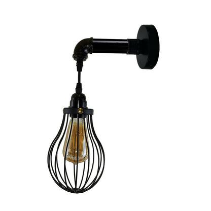 Industrial Vintage Retro Pipe Sconces Wall Light  dome black Cage - l'Ame du temps 