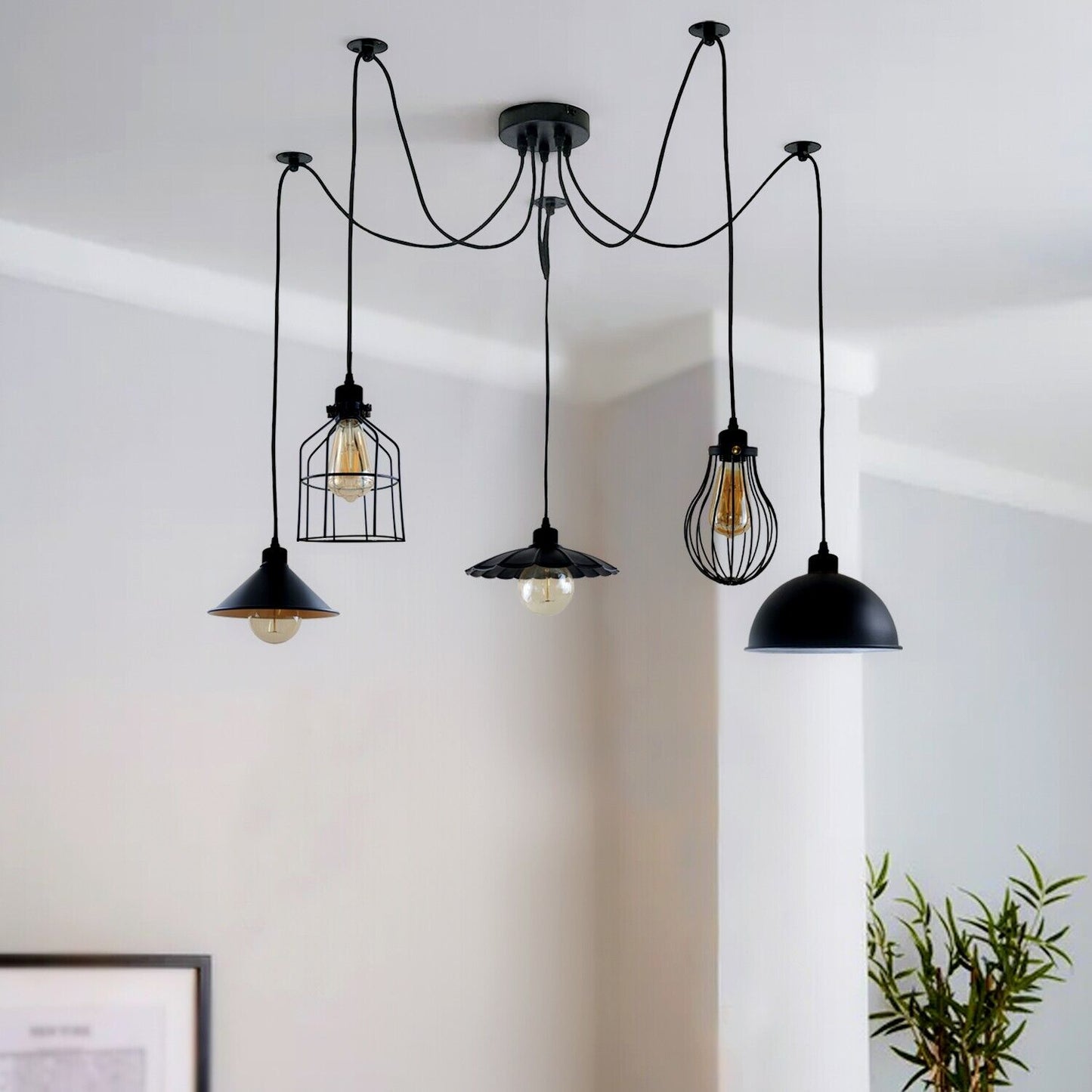 5Way Vintage Industrial Ceiling Lamp Shade Chandelier Retro Spider - l'Ame du temps 