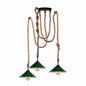 Industrial vintage Retro 3 Head Hemp  Spider Chandelier  Cone Green - l'Ame du temps 