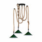 Industrial vintage Retro 3 Head Hemp  Spider Chandelier  Cone Green - l'Ame du temps 