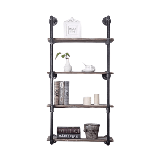 Etagère Murale Industrielle 4 Niveaux en bois et métal - Design rétro Vintage - l'Ame du temps 