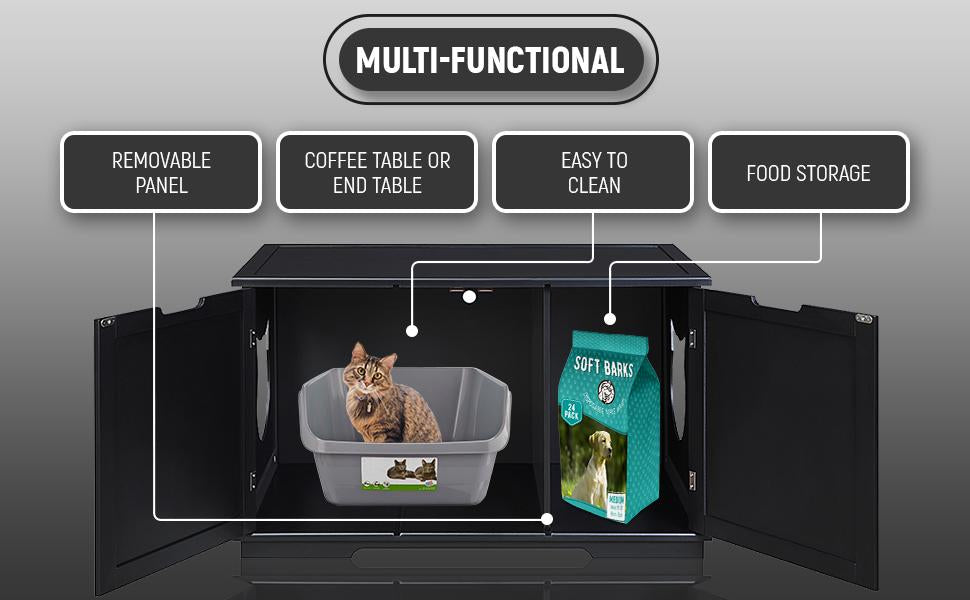 X-Large Cat Washroom Bench Litter Box Enclosure Furniture Box House - l'Ame du temps 