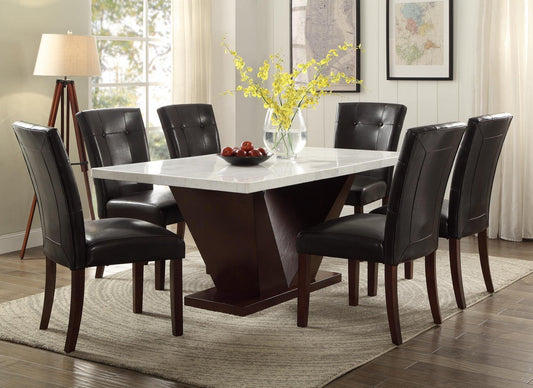 Contemporary White Marble And Walnut Dining Table - l'Ame du temps 