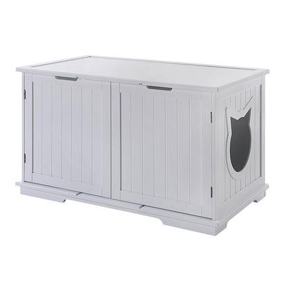 X-Large Cat Washroom Bench Litter Box Enclosure Furniture Box House - l'Ame du temps 