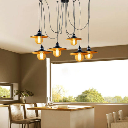 Black Retro Loft Spider 6 Way Ceiling Metal Hanging Adjustable Light - l'Ame du temps 