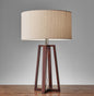 Walnut Wood Finish Linen Fabric Shade Table Lamp - l'Ame du temps 