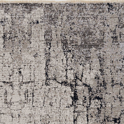 4inchesx6inches Ivory Grey Machine Woven Shrank Abstract Industrial - l'Ame du temps 