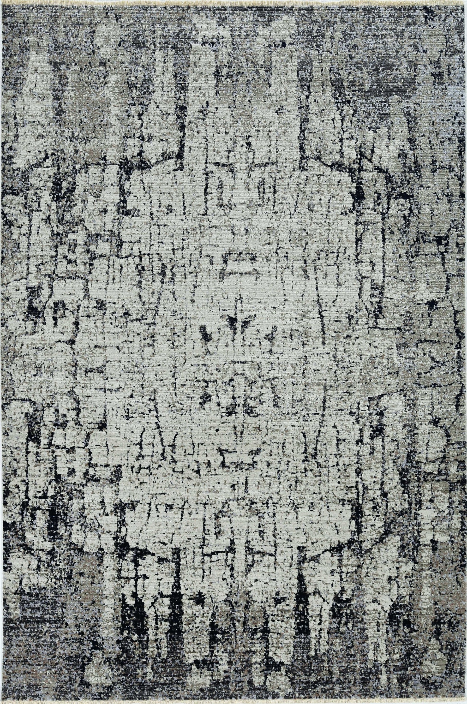 4inchesx6inches Ivory Grey Machine Woven Shrank Abstract Industrial - l'Ame du temps 