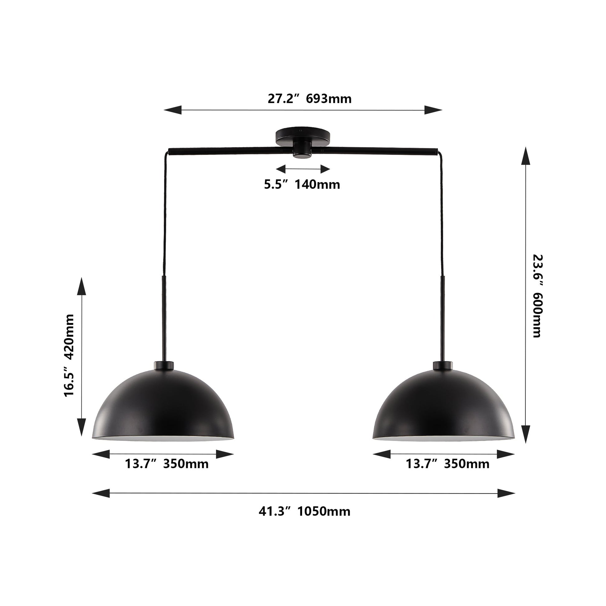 Industrial Modern Black Double Pendant Light – Adjustable Ceiling - l'Ame du temps 