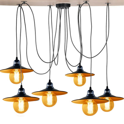 Black Retro Loft Spider 6 Way Ceiling Metal Hanging Adjustable Light - l'Ame du temps 