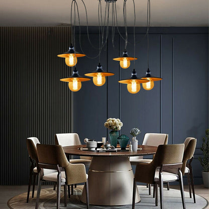 Black Retro Loft Spider 6 Way Ceiling Metal Hanging Adjustable Light - l'Ame du temps 