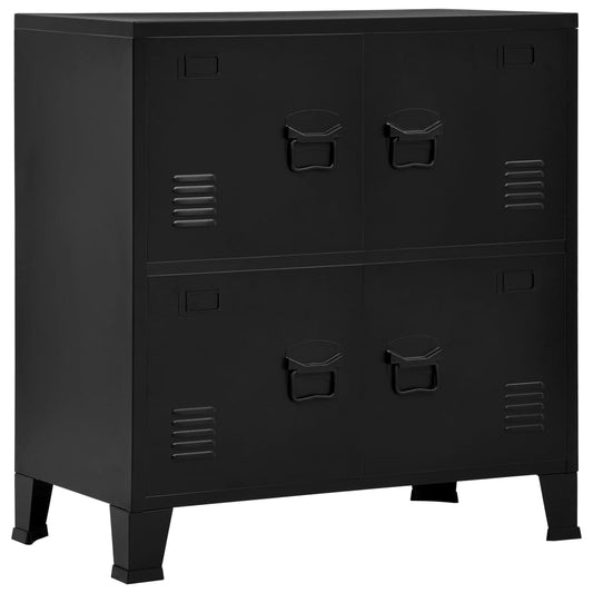 Filing Cabinet with 4 Doors Industrial Black 29.5"x15.7"x31.5" Steel - l'Ame du temps 