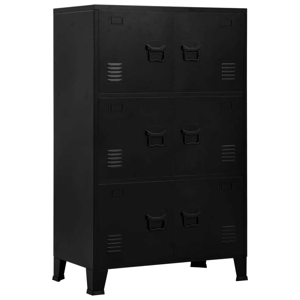 Filing Cabinet with 4 Doors Industrial Black 29.5"x15.7"x31.5" Steel - l'Ame du temps 