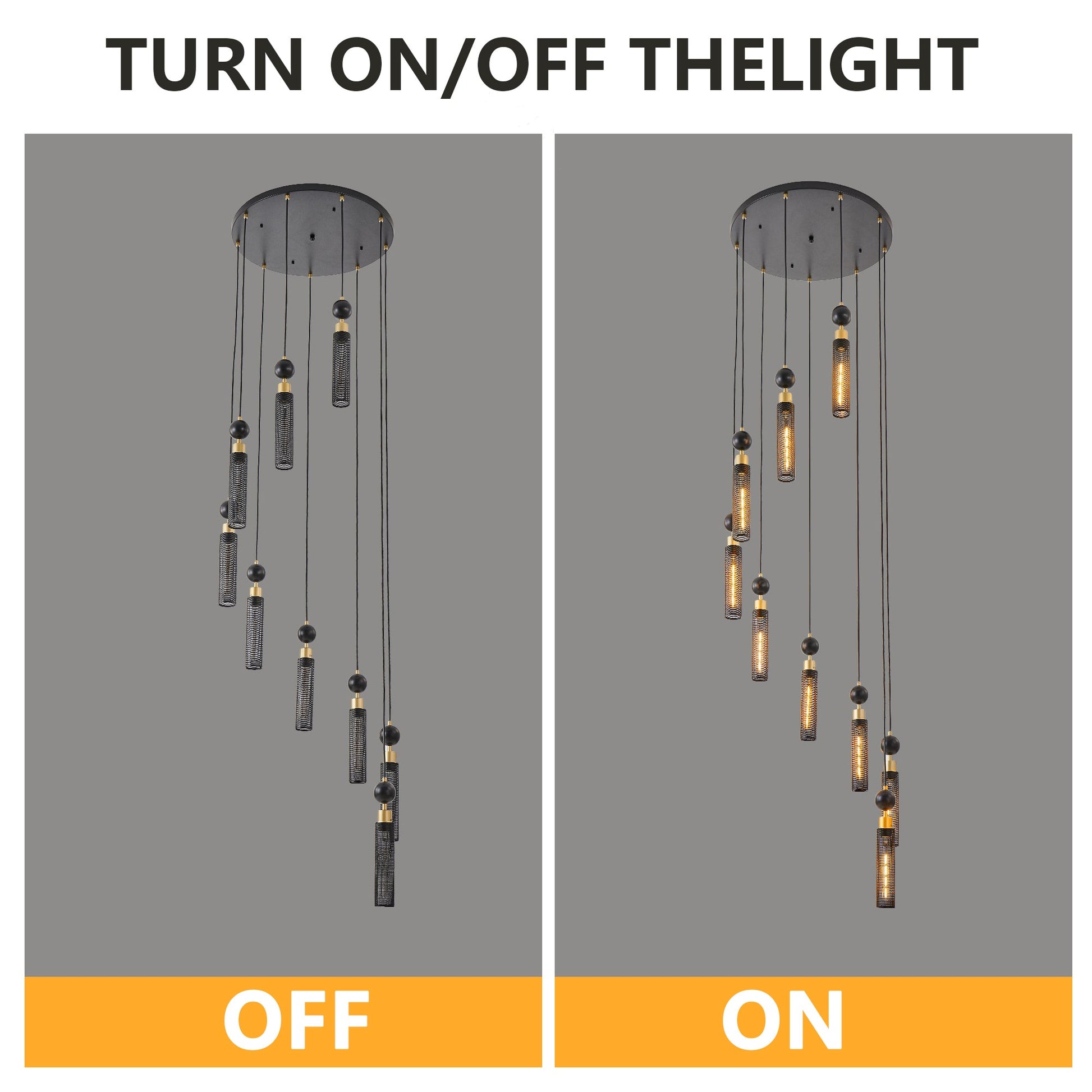 Modern Industrial Multi-Light Pendant Chandelier - 9-Light Black and - l'Ame du temps 