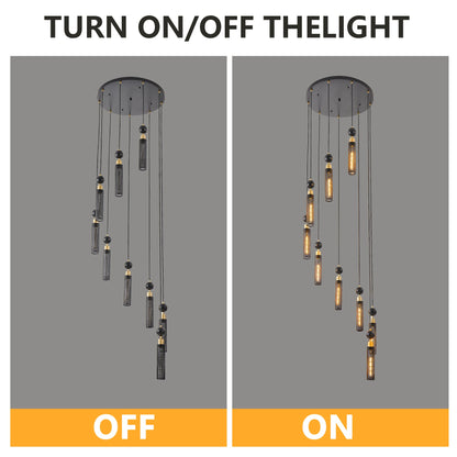 Modern Industrial Multi-Light Pendant Chandelier - 9-Light Black and - l'Ame du temps 