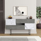 Buffet MIRACLE Retro Grey - White Marble Effect 145x40x82cm - l'Ame du temps 