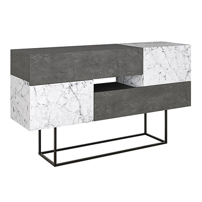 Buffet MIRACLE Retro Grey - White Marble Effect 145x40x82cm - l'Ame du temps 
