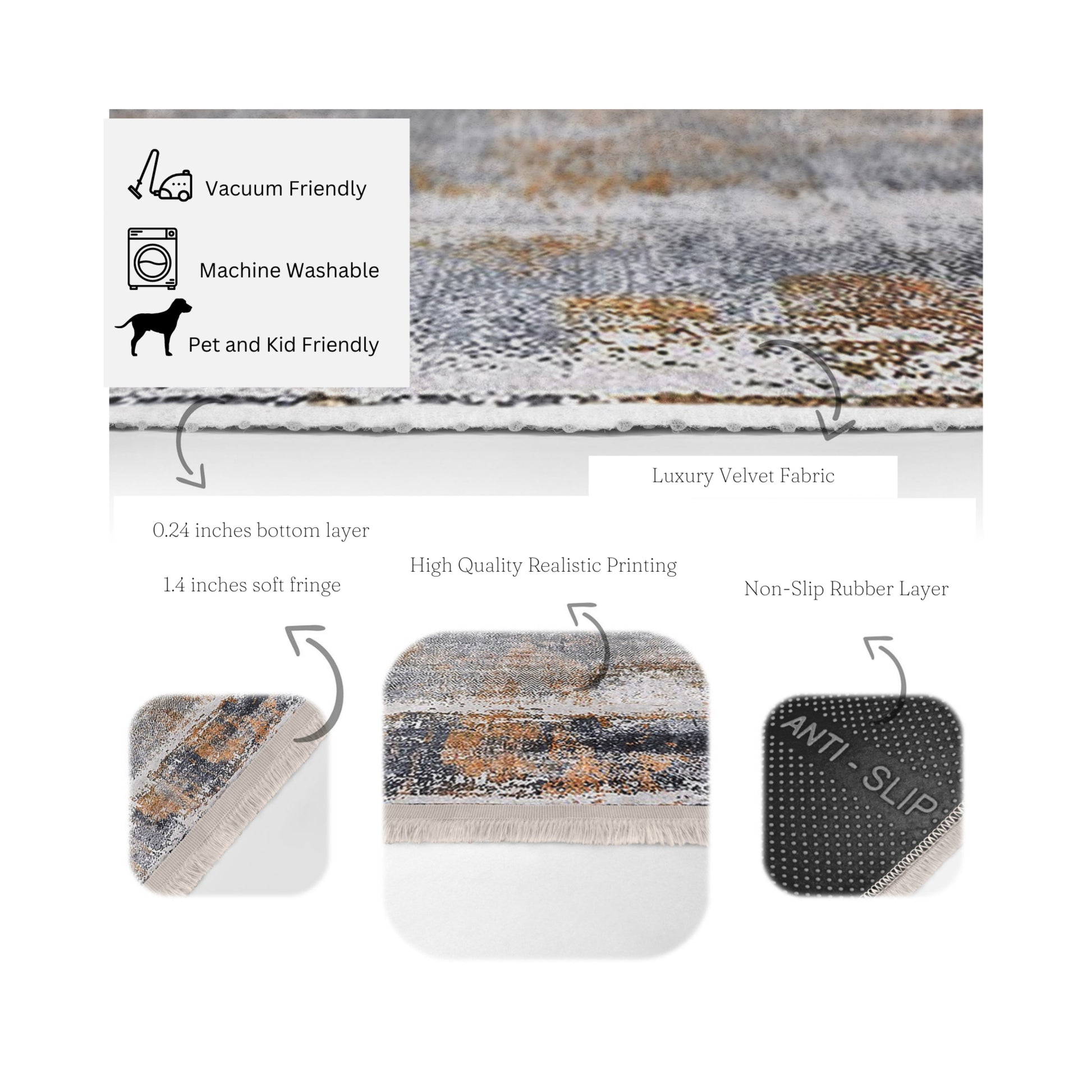 Retro Classic Washable Rug | Homeezone - l'Ame du temps 