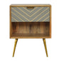 Sleek Cement Brass Inlay Bedside with Open Slot - l'Ame du temps 