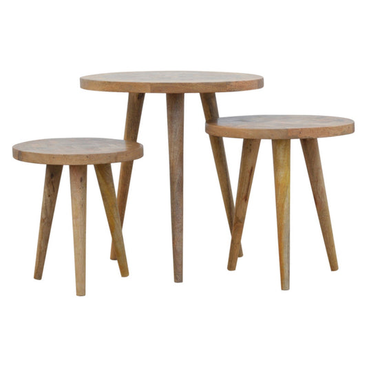 Set of 3 Nesting Tables with Patchwork Patterned Tops - l'Ame du temps 