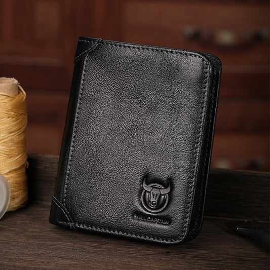 Bull Captain Men Wallet First-layer Cowhide Coin Clip RFID Retro - l'Ame du temps 