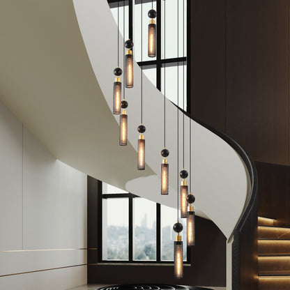 Modern Industrial Multi-Light Pendant Chandelier - 9-Light Black and - l'Ame du temps 